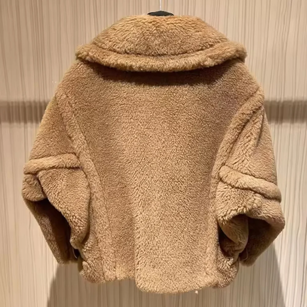 Real Wool Alpaca Teddy Bear Coat for Women, - Picture 3 of 8